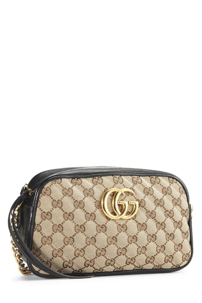 Bolso bandolera Gucci Marmont de lona GG original usado, pequeño, negro