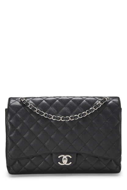 Chanel, Pre-Loved Black Quilted Caviar New Classic Double Flap Maxi, Black