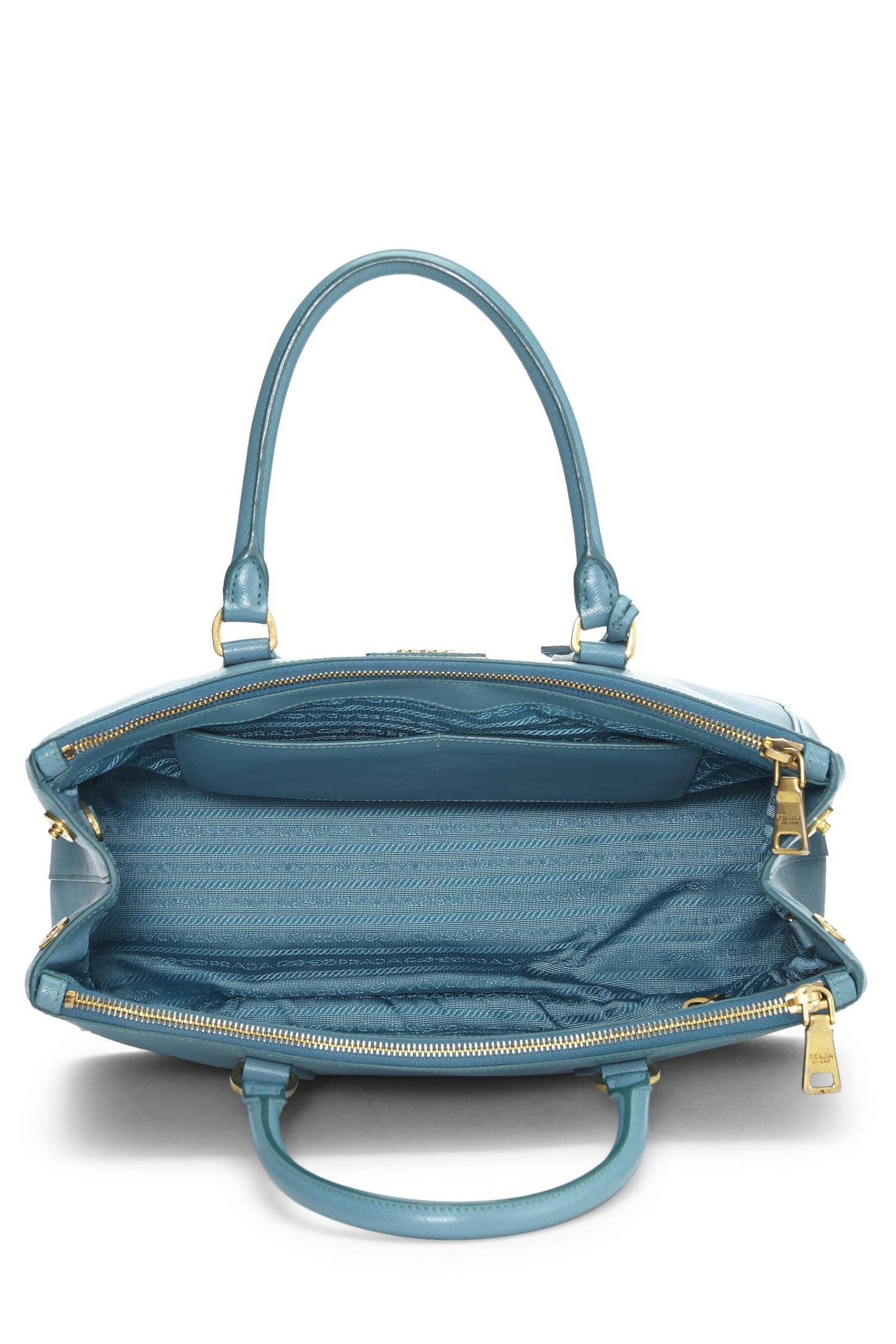 Prada, Bolso ejecutivo mediano Saffiano azul Pre-Loved, Azul