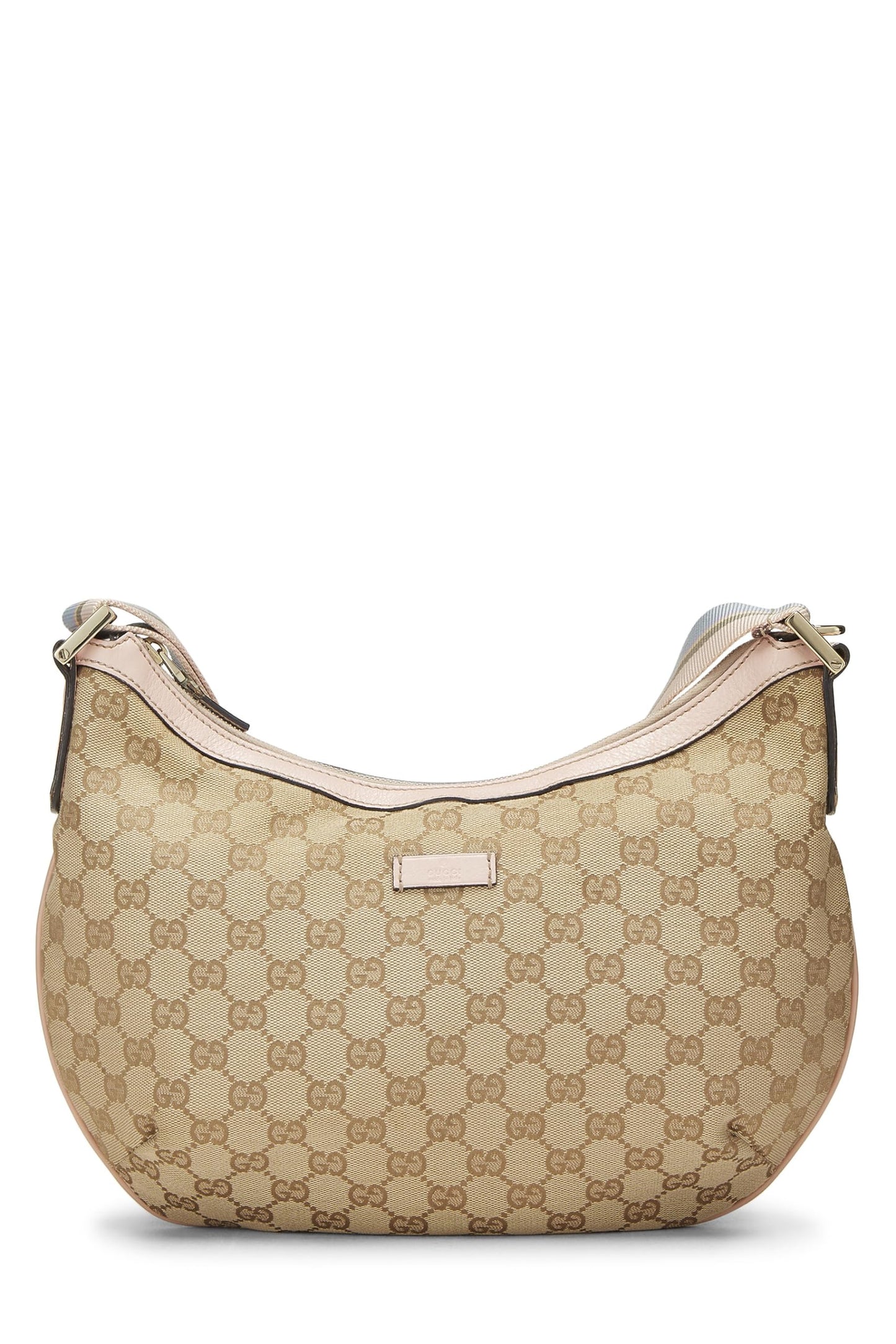 Gucci, sac messager rond en toile GG d'occasion d'origine, rose