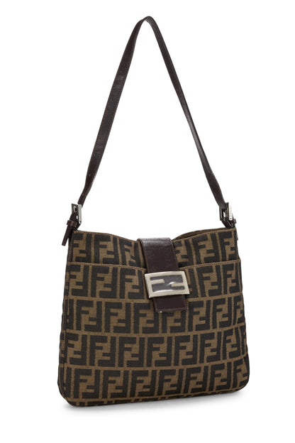 Fendi, sac à bandoulière en toile marron Zucca d'occasion, marron