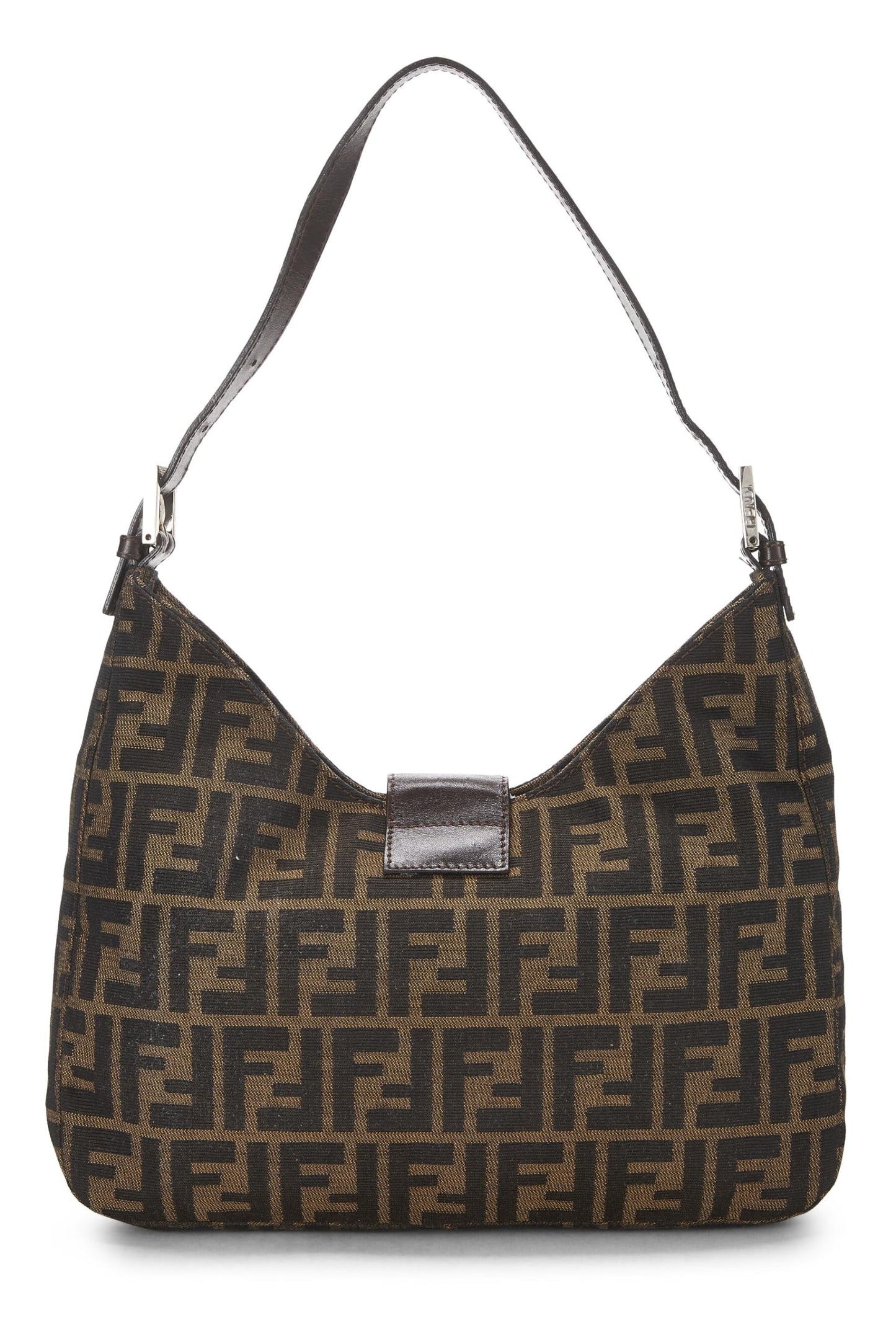 Fendi, sac à bandoulière en toile marron Zucca d'occasion, marron