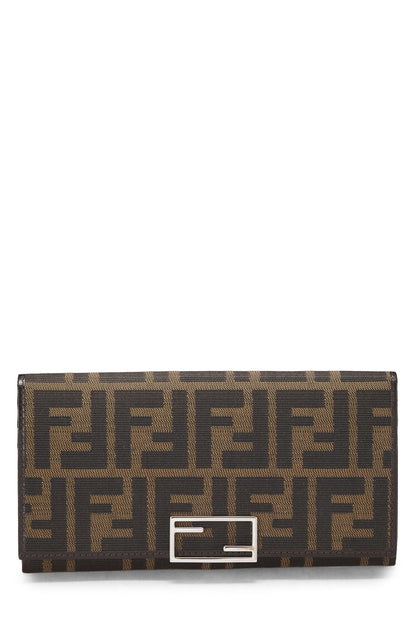 Fendi, portefeuille long en toile marron Zucca d'occasion, marron