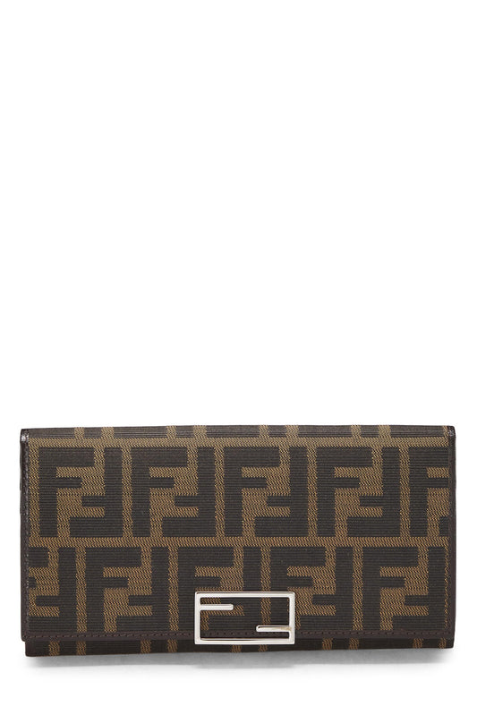 Fendi, Pre-Loved Brown Zucca Canvas Long Wallet, Brown