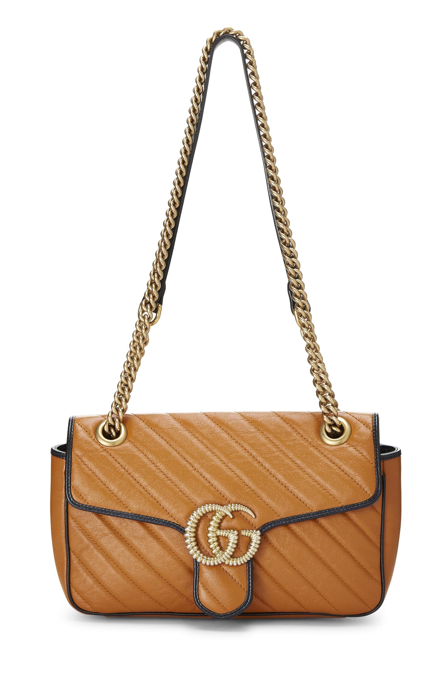 Gucci, Pre-Loved Orange Leather Torchon Marmont Shoulder Bag Small, Orange