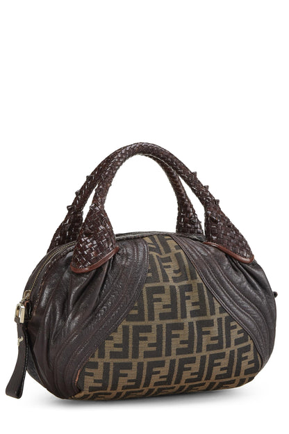 Fendi, Baby Spy en toile et cuir marron Zucca d'occasion, marron