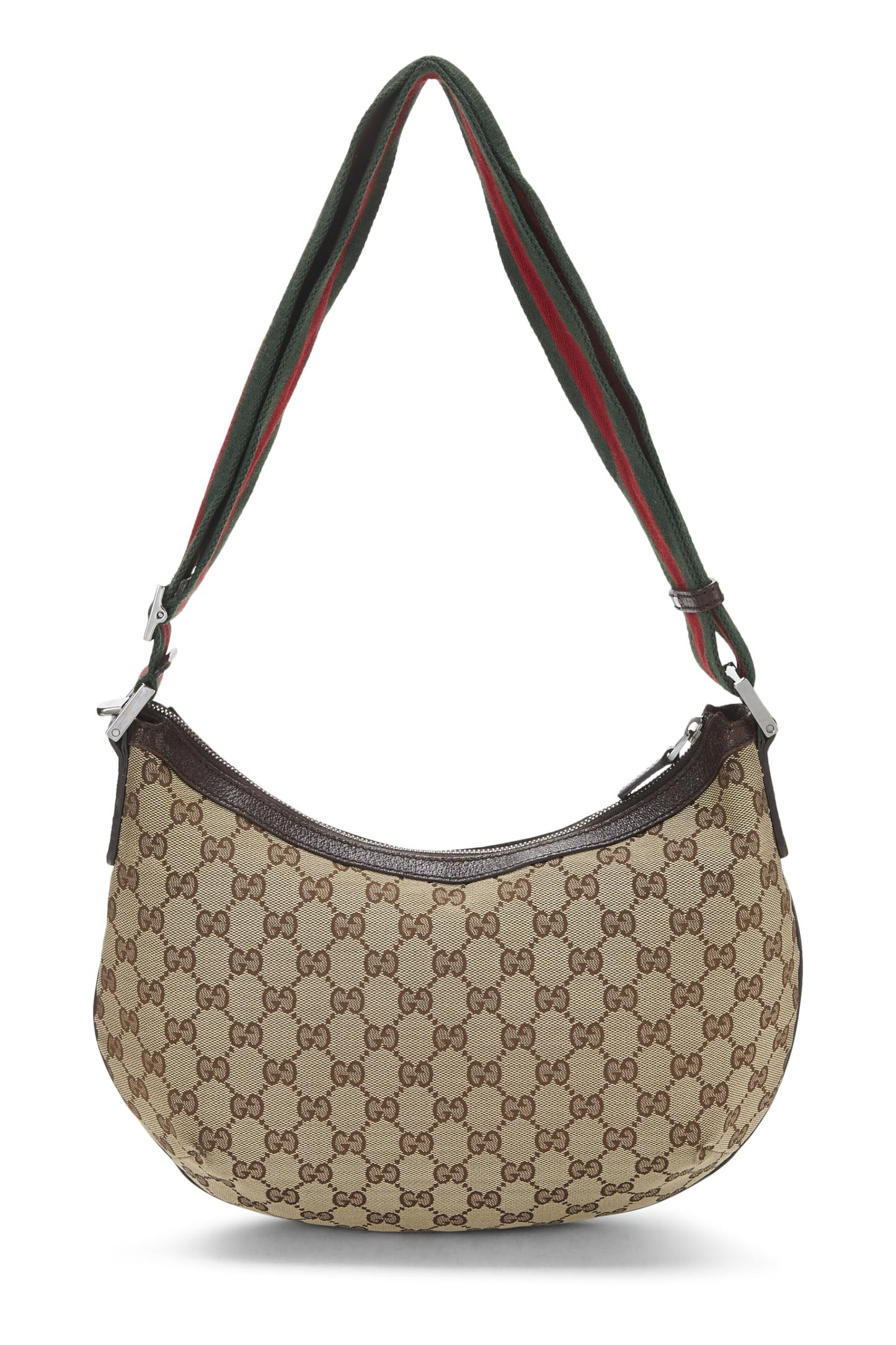 Gucci, sac messager rond en toile GG d'occasion d'origine, marron