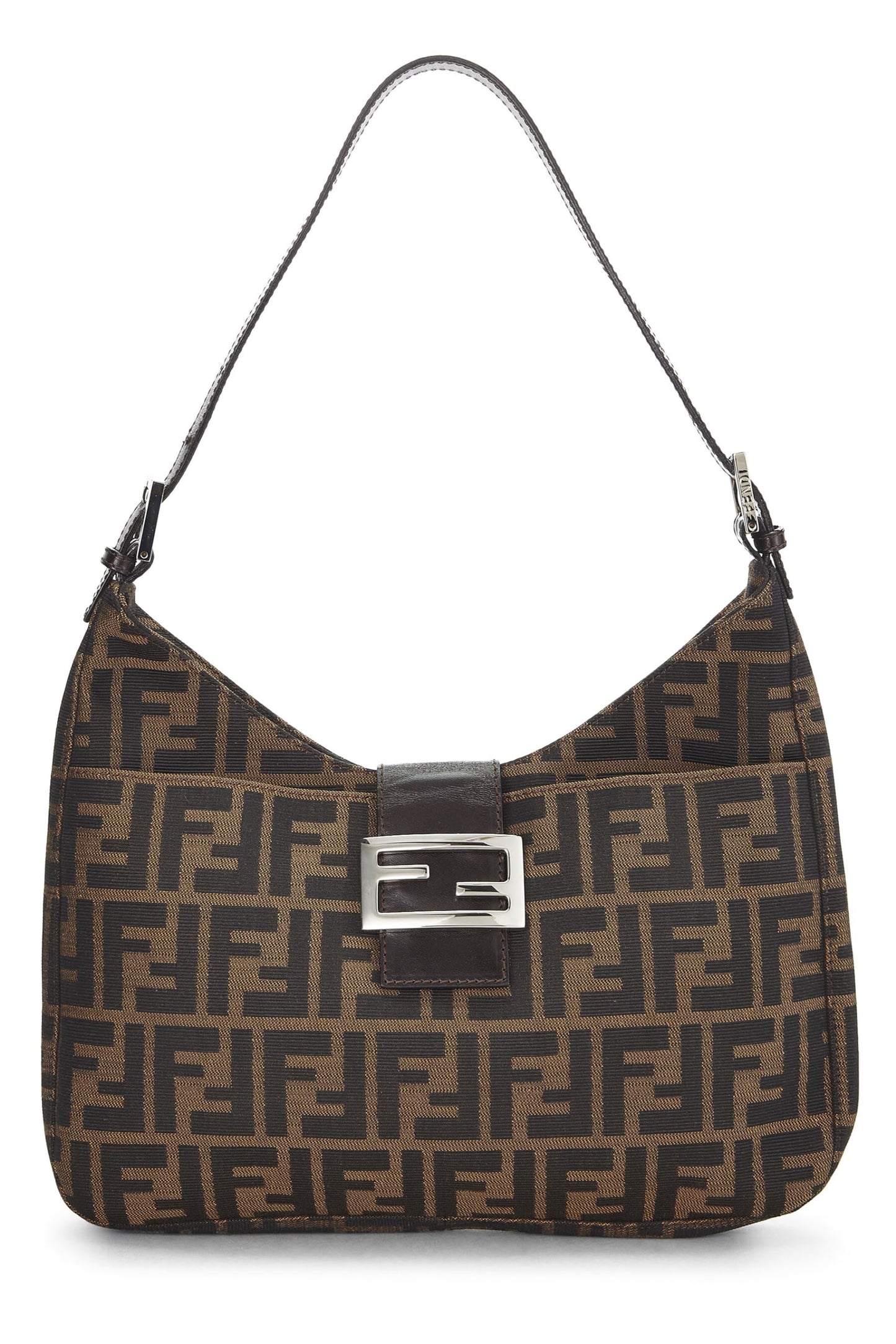 Fendi, sac à bandoulière en toile marron Zucca d'occasion, marron