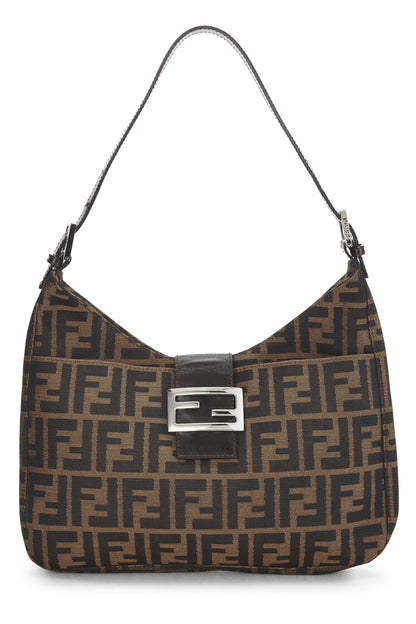 Fendi, Bolso de hombro de lona Zucca marrón Pre-Loved, Marrón