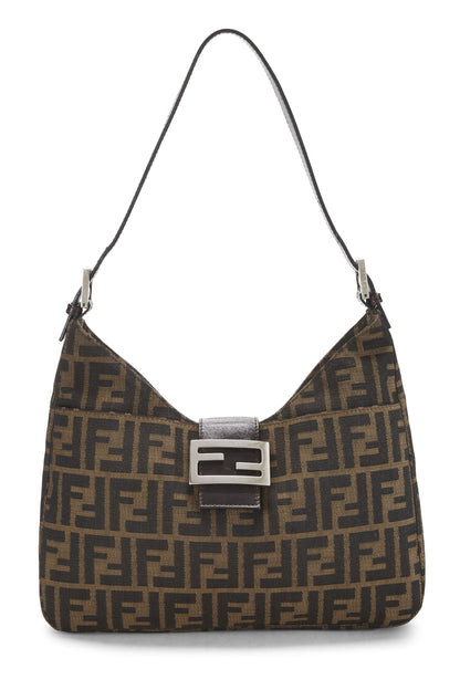 Fendi, sac à bandoulière en toile marron Zucca d'occasion, marron