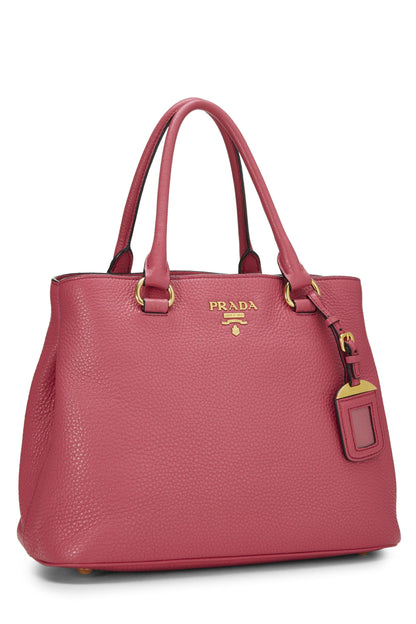 Prada, Pre-Loved Pink Vitello Daino Convertible Top Handle Tote, Pink