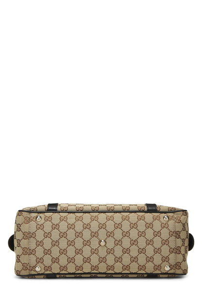 Gucci, sac Boston Twins en toile GG noir d'occasion, noir