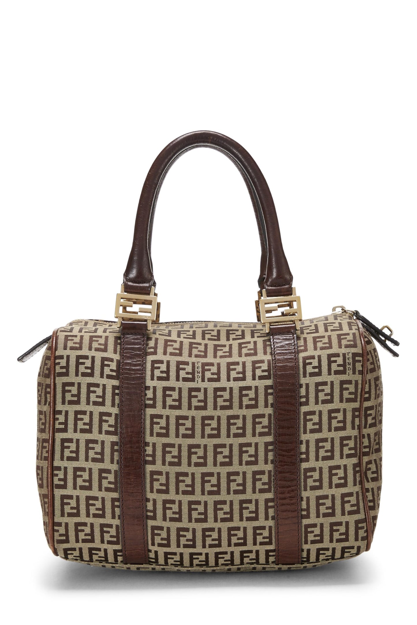 Fendi, Pre-Loved Brown Zucchino Canvas Boston Bag Mini, Brown