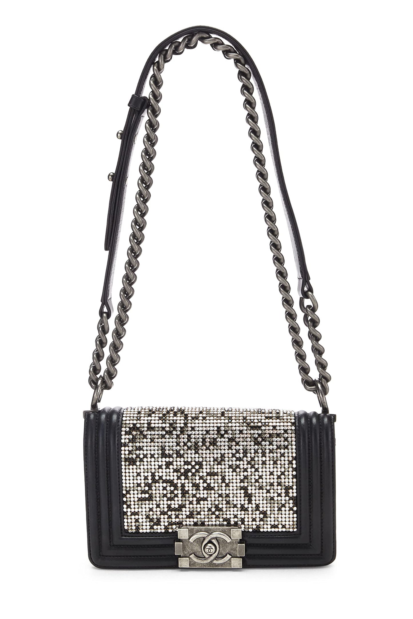 Chanel, Pre-Loved Black Embellished Swarovski Crystal Boy Bag Small, Black