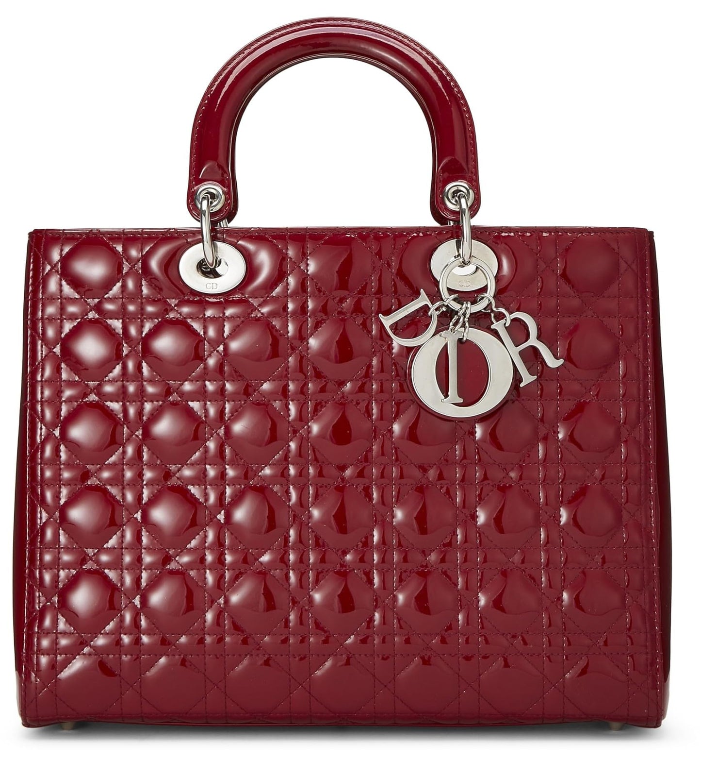 Dior, Pre-Loved Charol Cannage Rojo Lady Dior Grande, Rojo