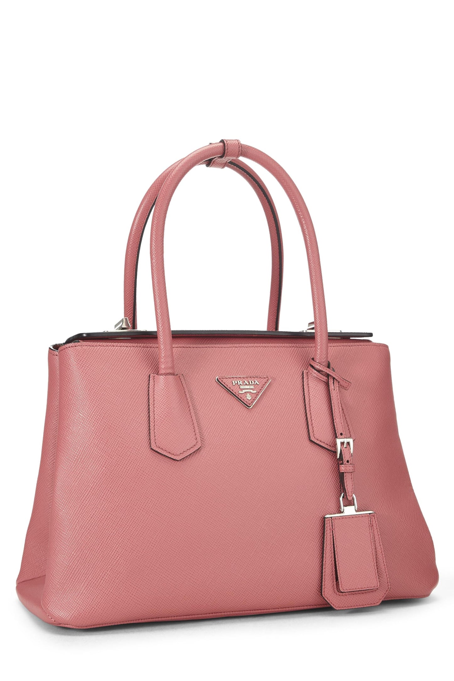 Prada, Bolso tote de cuero con cierre giratorio de piel saffiano rosa Pre-Loved, Rosa