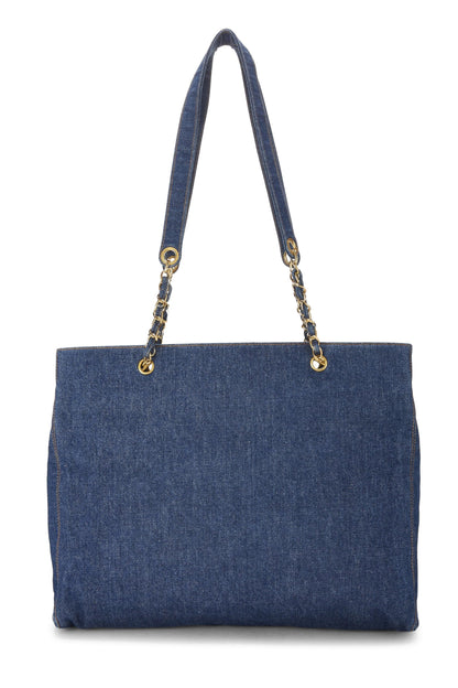 Chanel, sac fourre-tout Timeless « CC » en denim bleu d'occasion, bleu