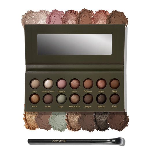 LAURA GELLER The Delectables Baked Eyeshadow Palette, Earthy Essentials + All-Over Eyeshadow Brush