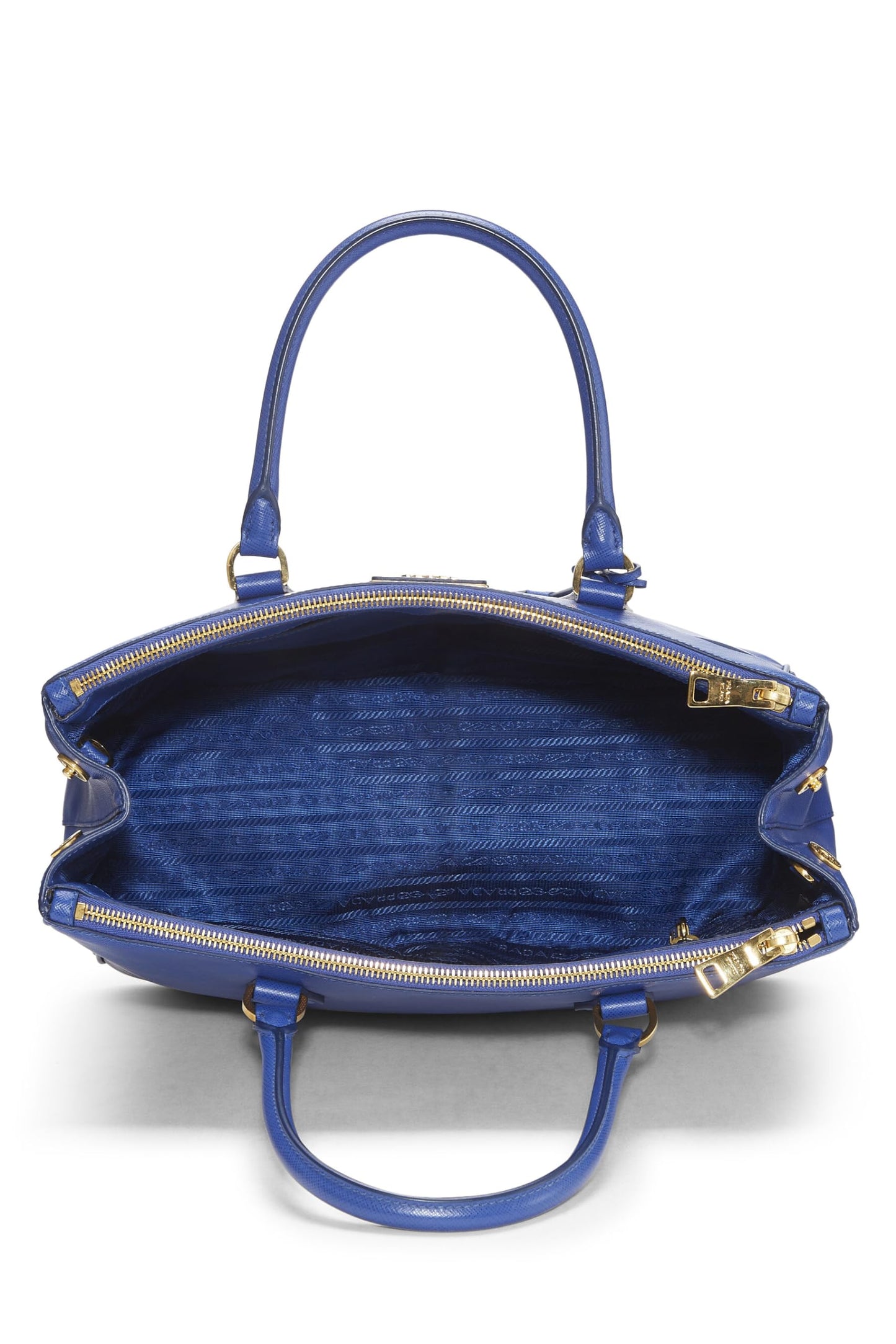 Prada, Bolso ejecutivo mediano Saffiano azul Pre-Loved, Azul