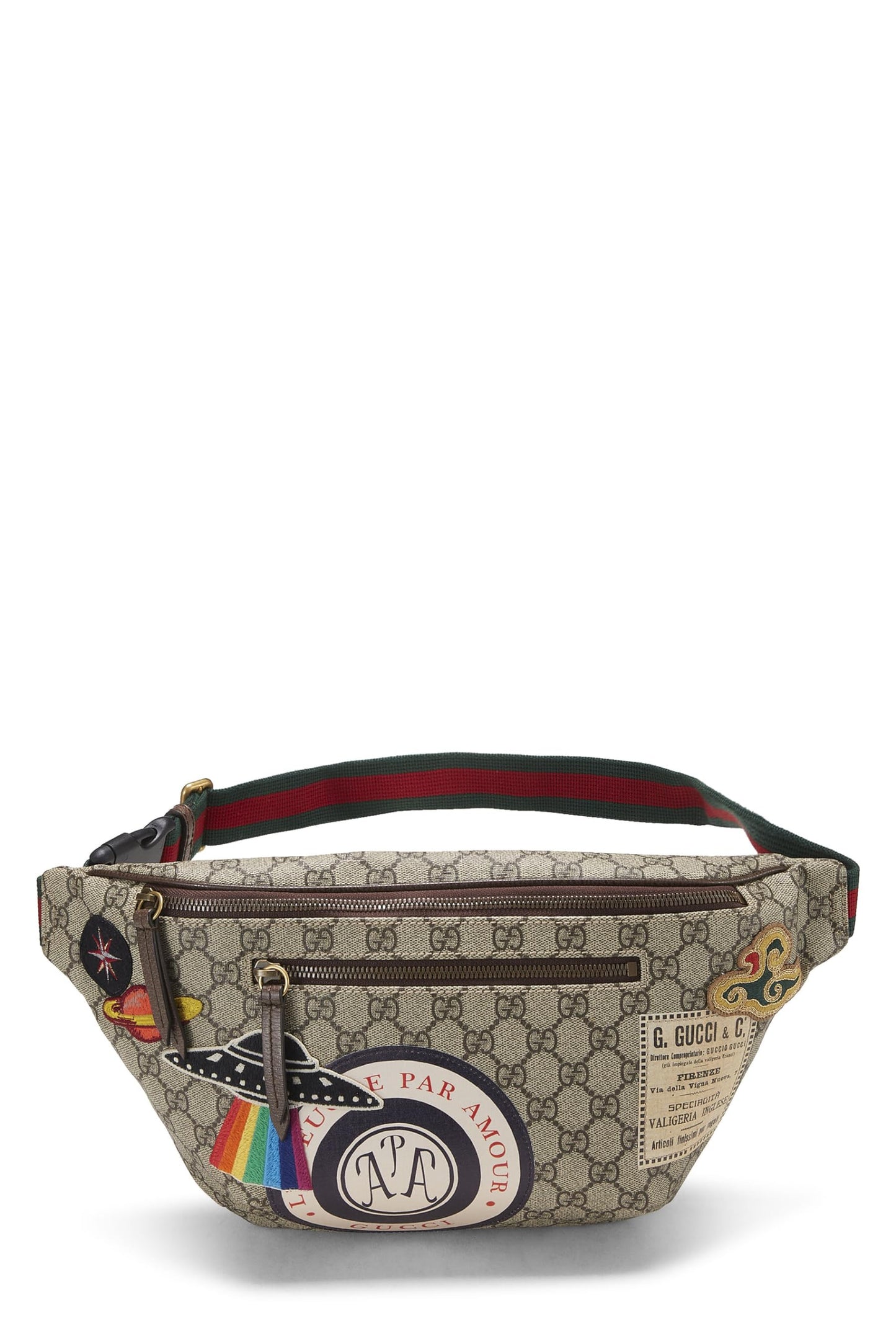 Gucci, pochette de taille Night Courrier en toile suprême GG d'origine d'occasion, marron