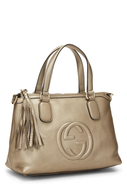 Gucci, Pre-Loved Gold Metallic Leather Soho Top Handle Tote, Gold