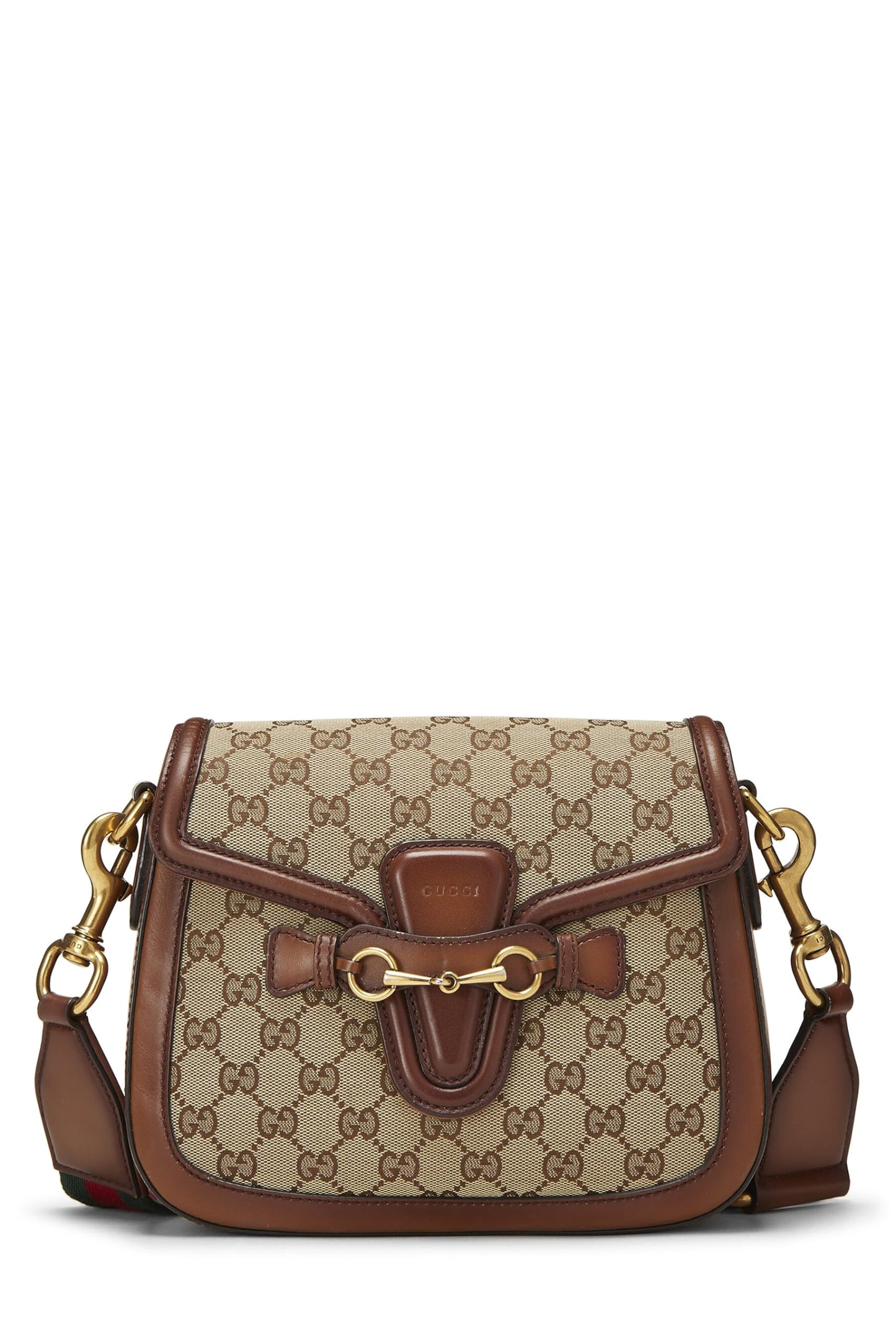 Gucci, sac à bandoulière en toile GG Lady Web d'occasion, petit modèle, marron