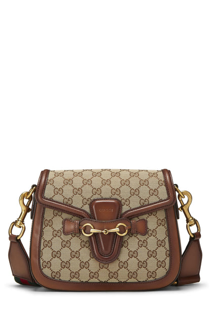 Gucci, sac à bandoulière en toile GG Lady Web d'occasion, petit modèle, marron