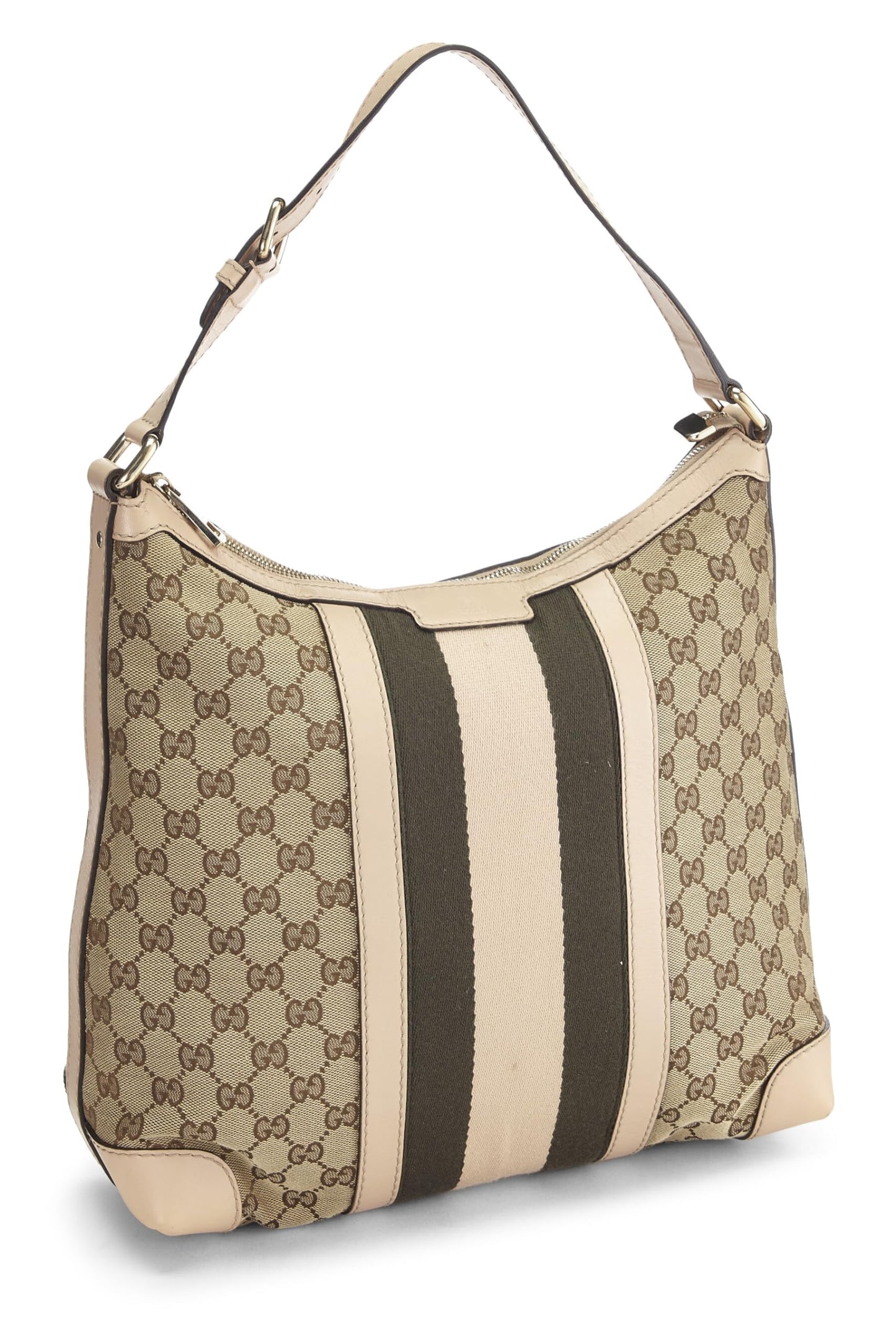 Gucci, sac hobo vintage en toile GG d'occasion de taille moyenne, rose