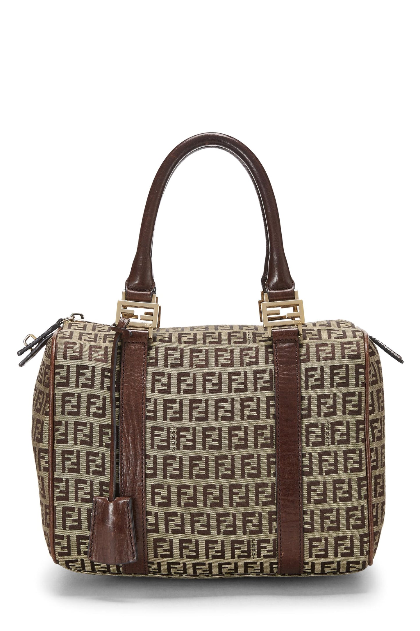 Fendi, Pre-Loved Brown Zucchino Canvas Boston Bag Mini, Brown