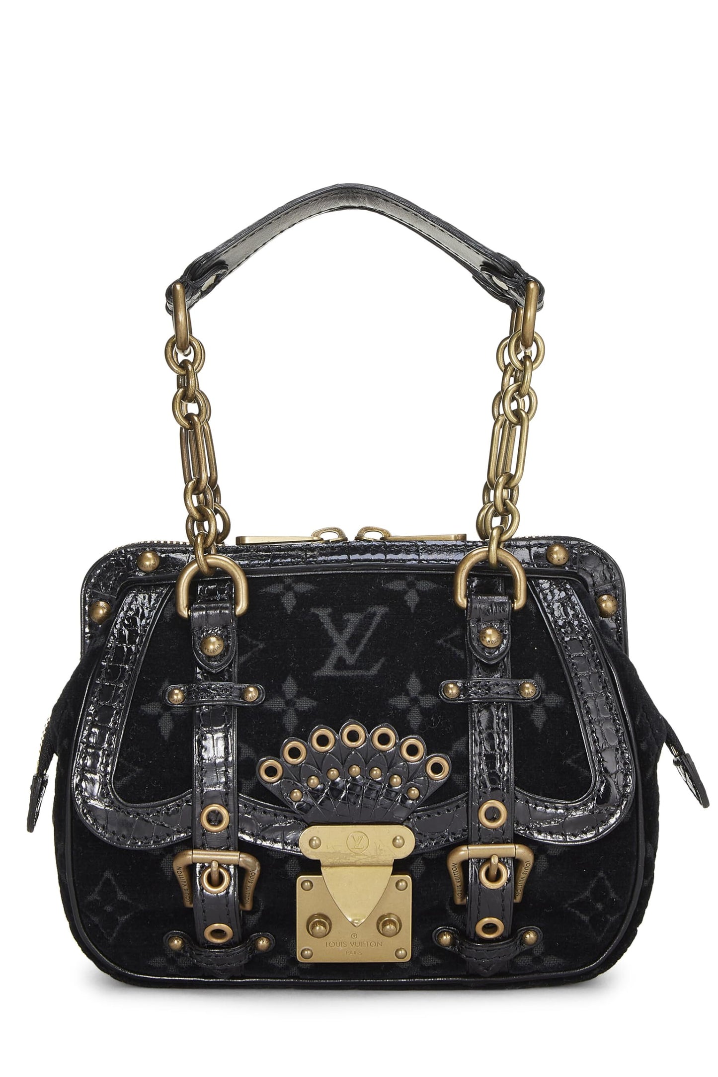 Louis Vuitton, Gracie PM en velours noir monogrammé d'occasion, noir