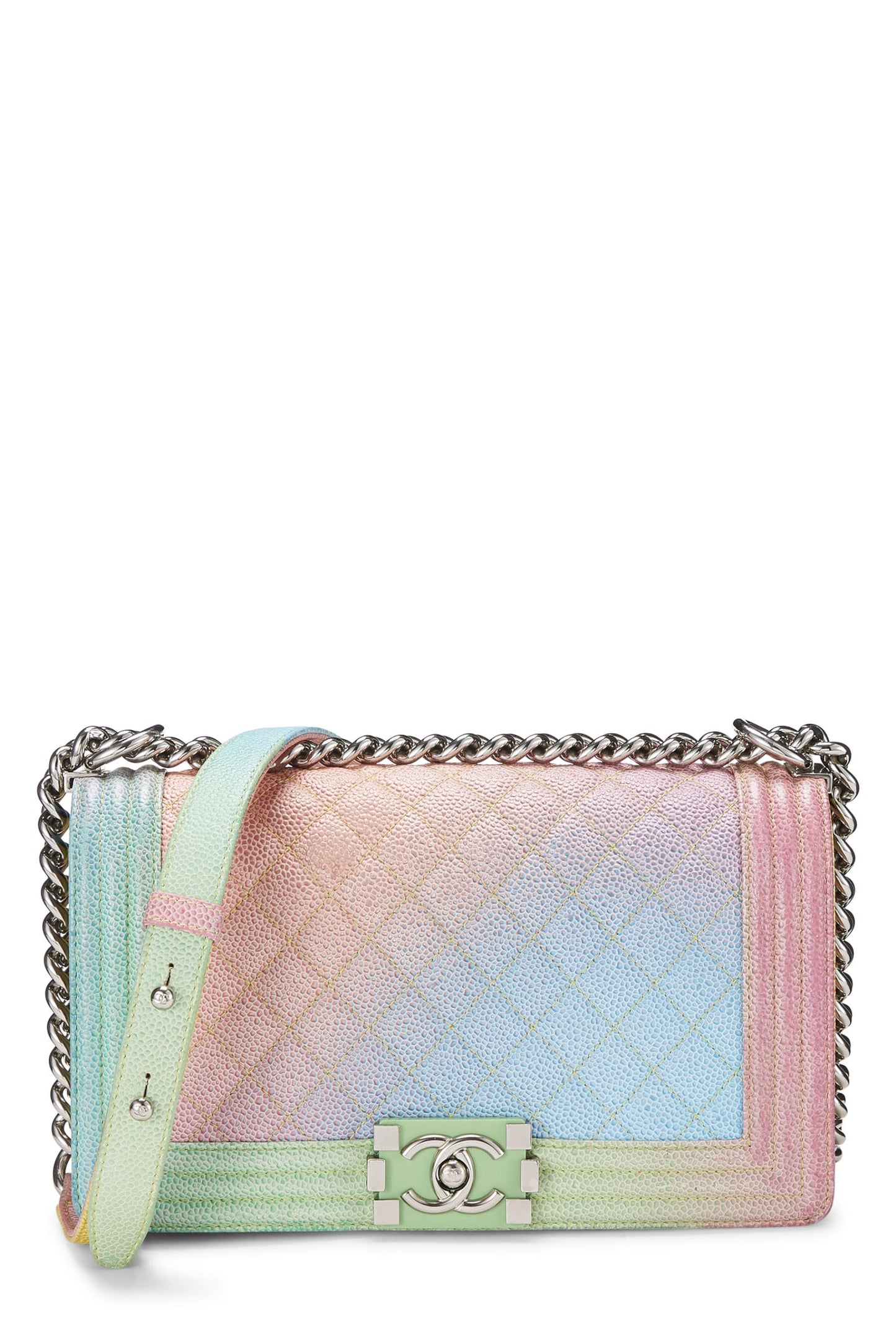 Chanel, Pre-Loved Rainbow Quilted Caviar Boy Bag Medium, Multi