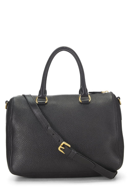 Prada, Pre-Loved Black Vitello Daino Convertible Boston Bag, Black