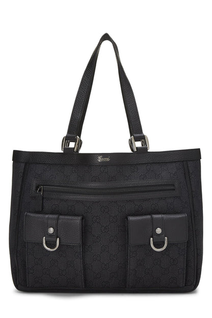 Gucci, Pre-Loved Black GG Nylon Abbey Pocket Tote, Black