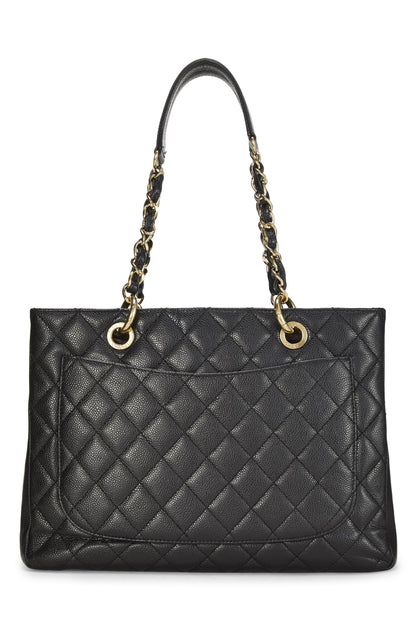 Chanel, Grand sac cabas matelassé noir Caviar d'occasion (GST), noir