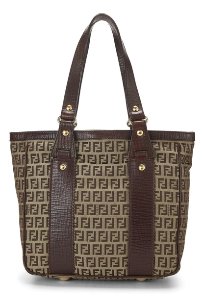 Fendi, sac fourre-tout en toile marron Zucchino, petit modèle, d'occasion, marron