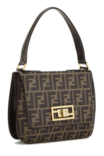 Fendi, sac à bandoulière en toile marron Zucca d'occasion, marron