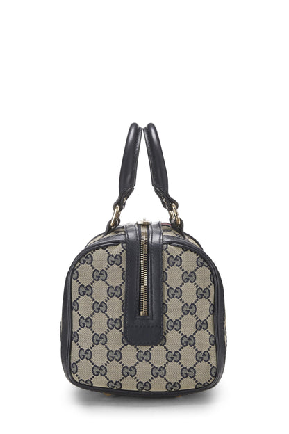 Gucci, sac Boston en toile GG bleu d'occasion, petit modèle, bleu