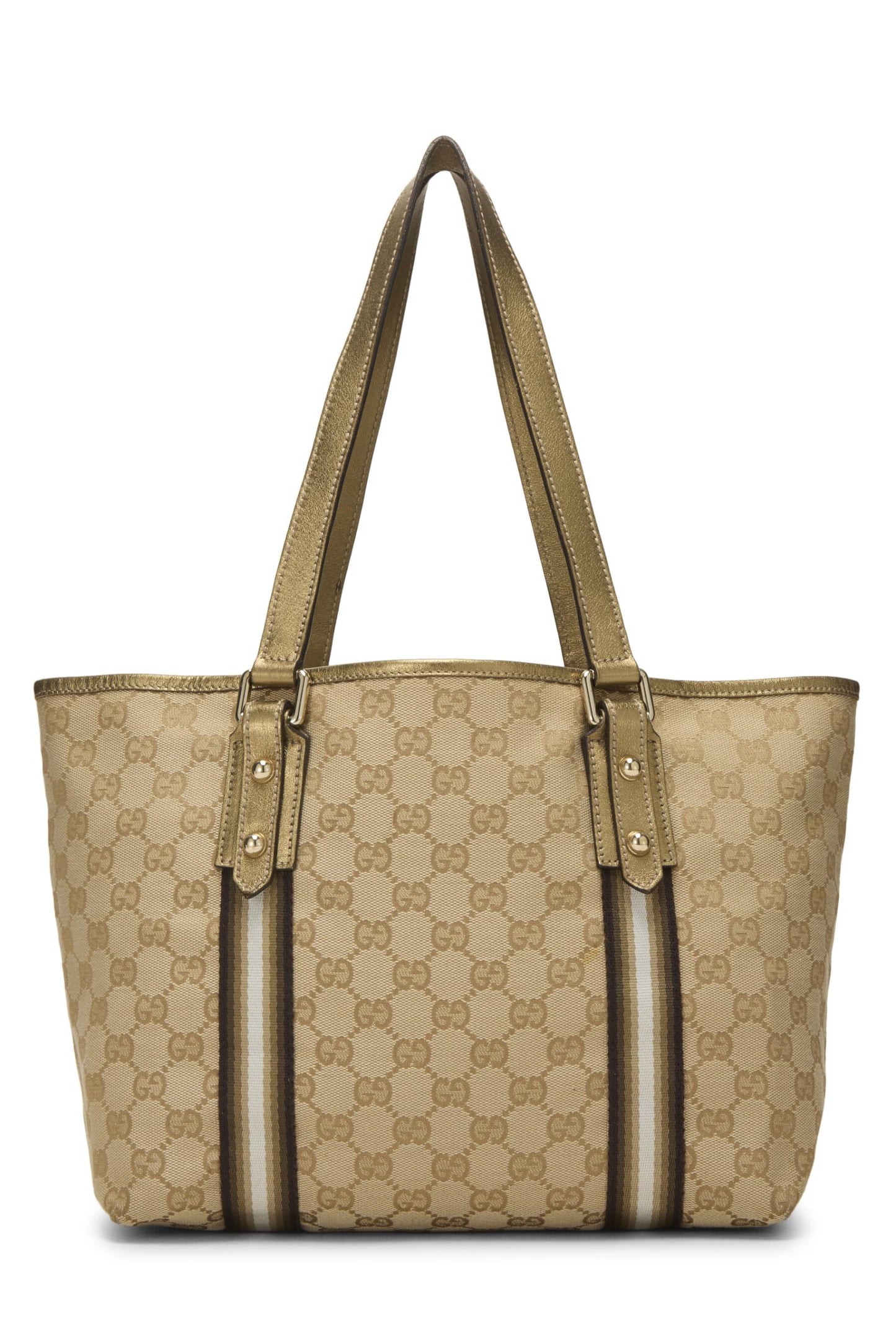 Gucci, Bolso tote Jolicoeur grande de lona GG original dorado Pre-Loved, Dorado