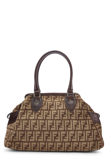 Fendi, Sac Du Jour Medium en velours marron Zucca d'occasion, marron