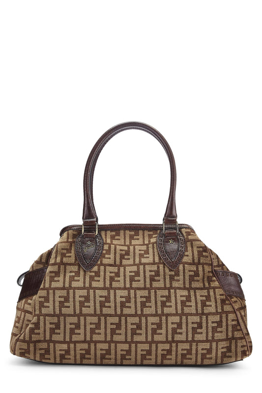 Fendi, Pre-Loved Brown Zucca Velour Bag Du Jour Medium, Brown