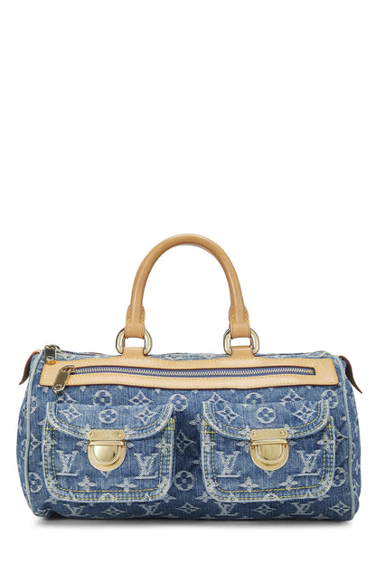 Louis Vuitton, Denim con monograma azul Pre-Loved Neo Speedy, Azul