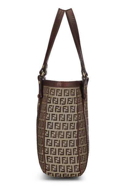 Fendi, Pre-Loved Brown Zucchino Canvas Tote Small, Brown