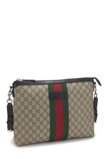 Gucci, sac messager en toile noire GG Supreme d'occasion, noir