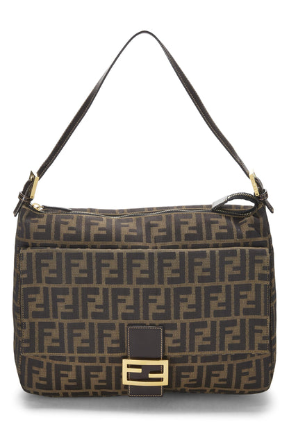 Fendi, sac à bandoulière en toile marron Zucca, grand modèle, d'occasion, marron