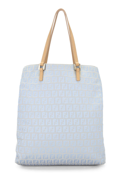 Fendi, sac fourre-tout vertical en toile Zucchino bleu d'occasion, petit modèle, bleu