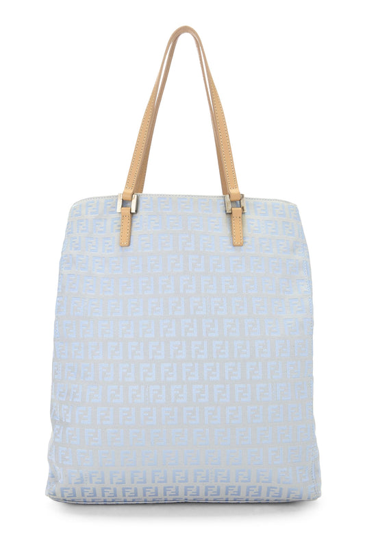 Fendi, sac fourre-tout vertical en toile Zucchino bleu d'occasion, petit modèle, bleu