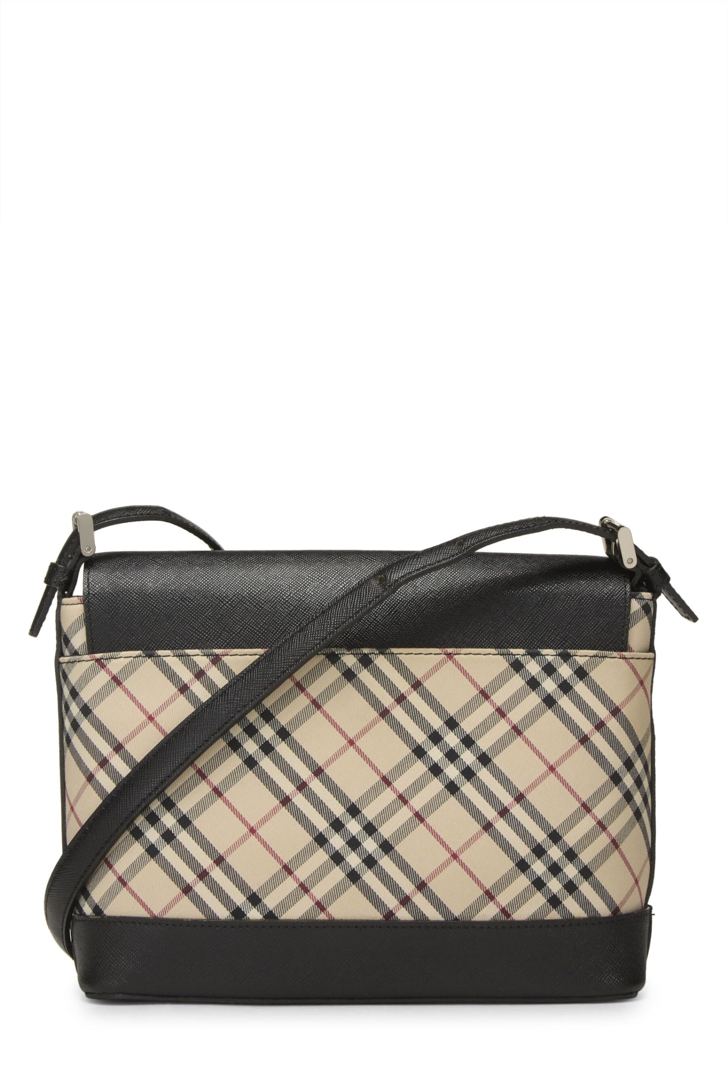 Burberry, petit sac bandoulière en toile jacquard à carreaux noirs d'occasion, noir