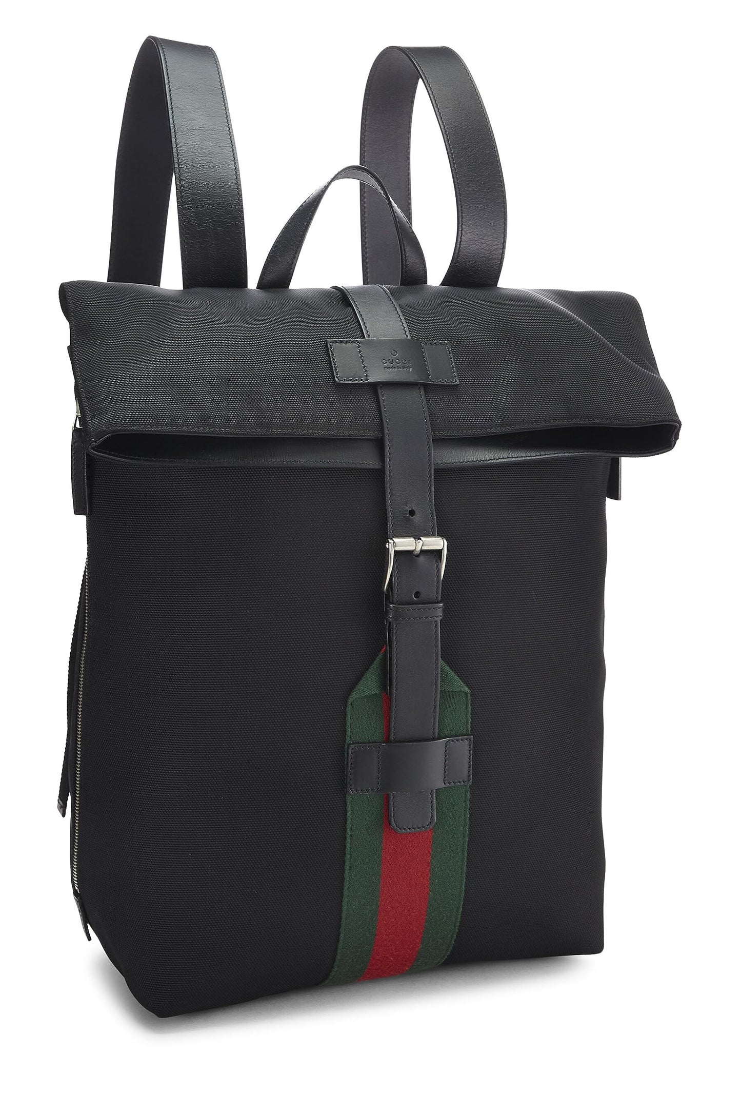 Gucci, Pre-Loved Black Techno Canvas Web Backpack, Black