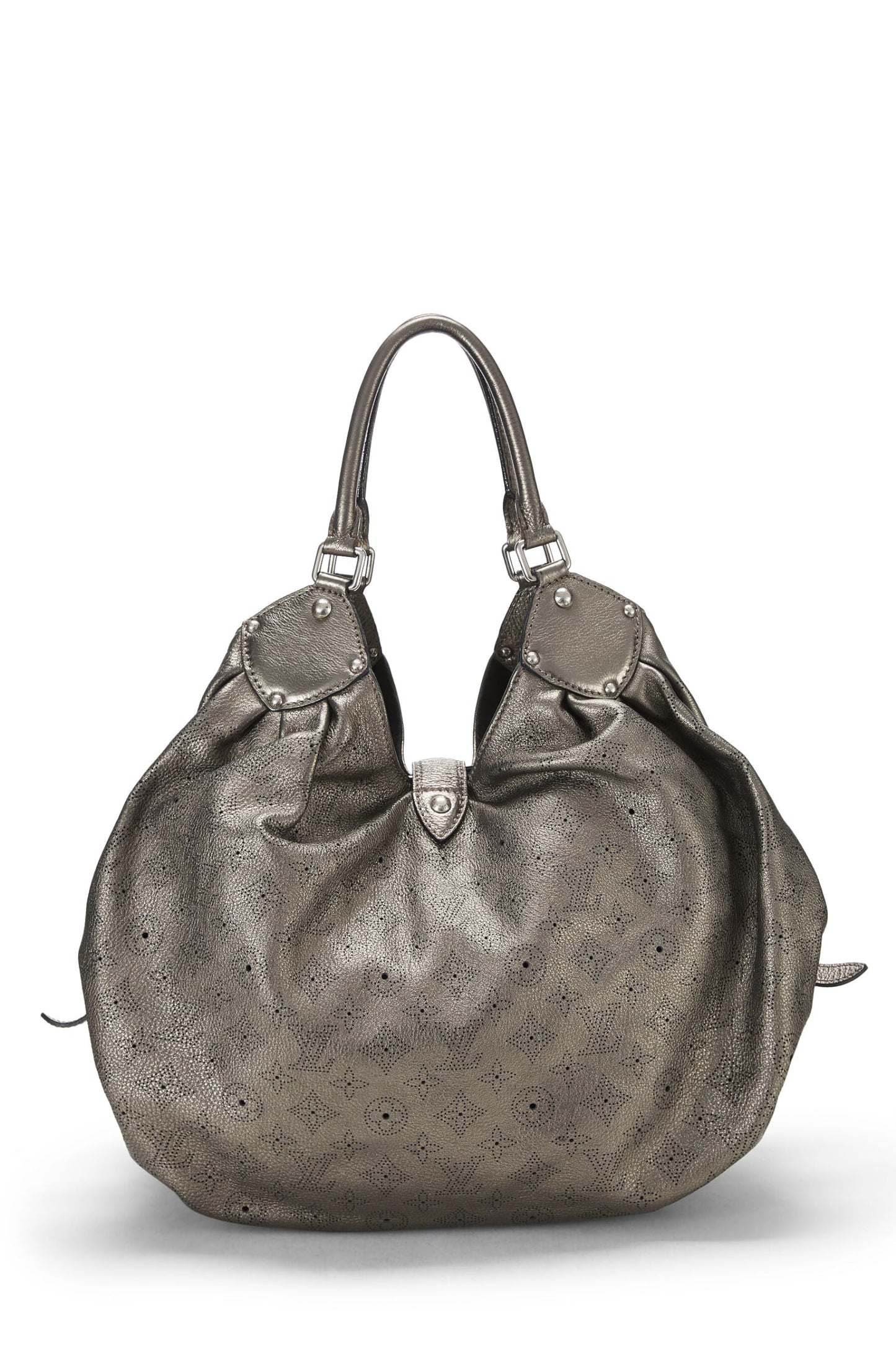 Louis Vuitton, Pre-Loved Metallic Silver Monogram Leather Mahina XL, Silver