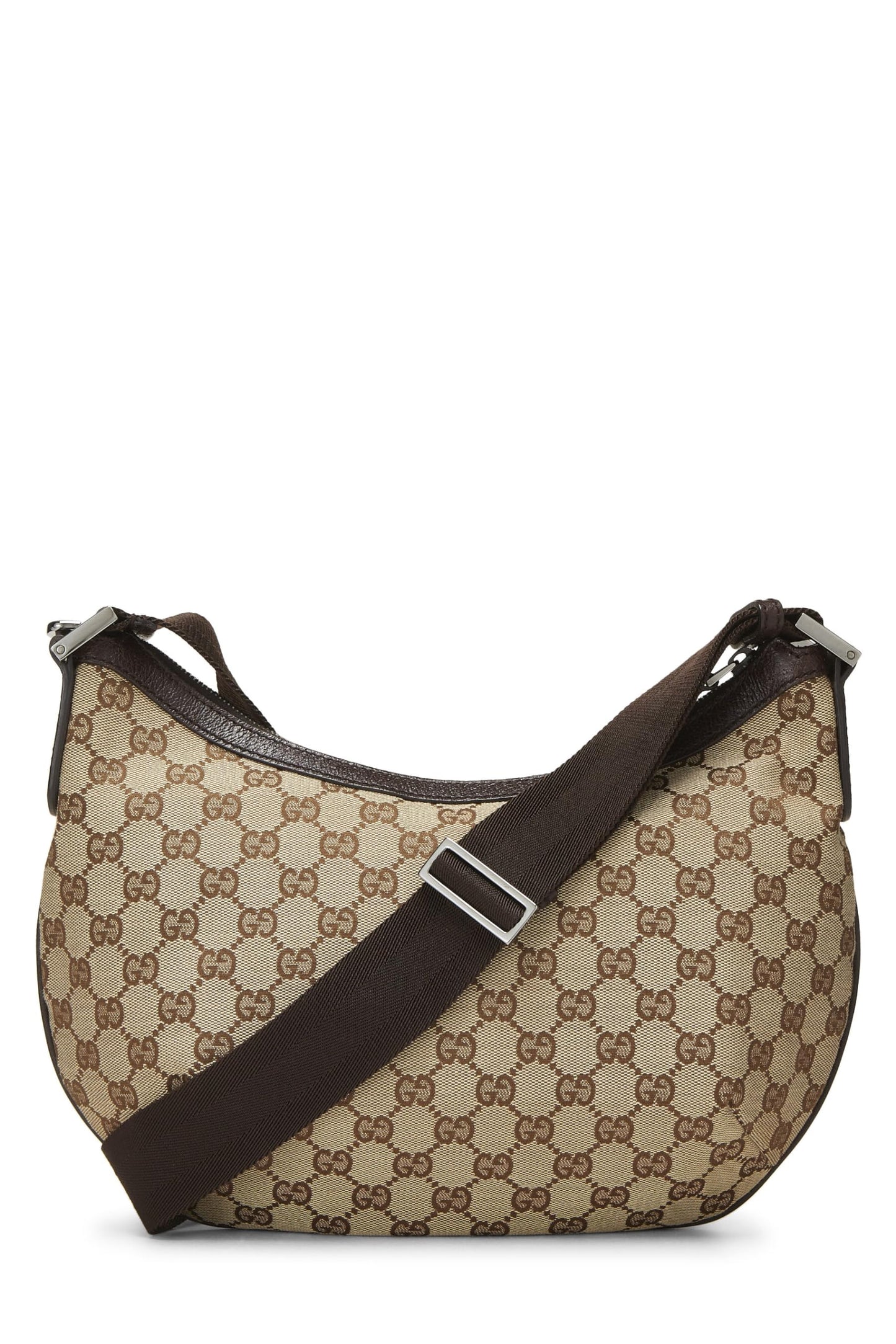 Gucci, sac messager rond en toile GG d'origine d'occasion, marron